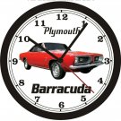 PLYMOUTH BARRACUDA "RED" WALL CLOCK-FREE USA SHIP!