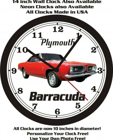 PLYMOUTH BARRACUDA "RED" WALL CLOCK-FREE USA SHIP!