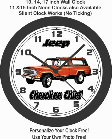 Jeep Cherokee Chief Wall Clock-Free USA Ship!-New!