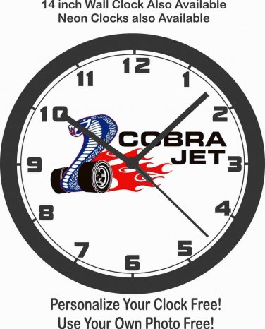 FORD COBRA JET LOGO WALL CLOCK-MUSTANG, CAMARO, CHALLENGER