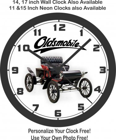 1903 OLDSMOBILE CURVED DASH CLASSIC CAR WALL CLOCK, FORD, CHEVROLET, PLYMOUTH