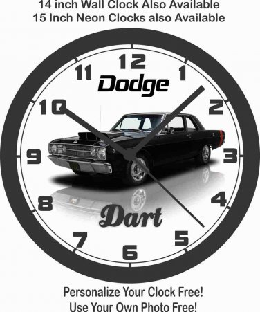 1968 DODGE DART BLACK WALL CLOCK-NEW!-Free USA Ship