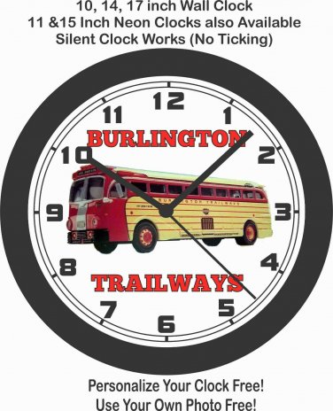 BURLINGTON TRAILWAYS BUS WALL CLOCK-FREE USA SHIP-GREYHOUND