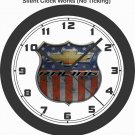 CHEVROLET RACING EMBLEM FLAG WALL CLOCK-CAMARO, CORVETTE, CHEVELLE, NOVA