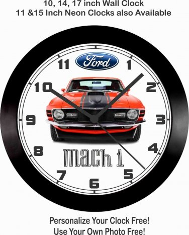 1970 FORD MUSTANG MACH 1 WALL CLOCK-FREE USA SHIP!, Camaro, Chevelle, Challenger