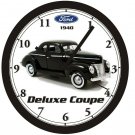 1940 FORD DELUXE COUPE BLACK WALL CLOCK-Free USA Ship
