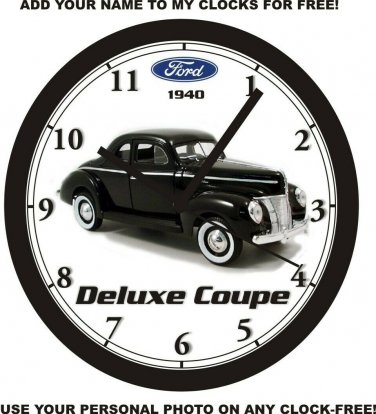 1940 FORD DELUXE COUPE BLACK WALL CLOCK-Free USA Ship