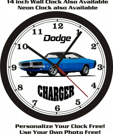 1969 DODGE CHARGER (BLUE) WALL CLOCK-FREE USA SHIP!-Ford, Plymouth, Chevrolet