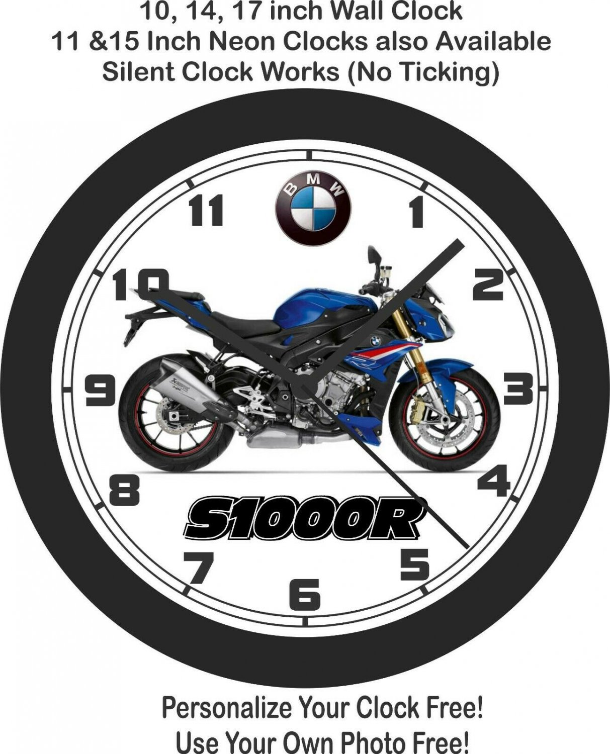 2020 BMW S1000R Motorcycle Wall Clock-Choose 1 of 3 Models.