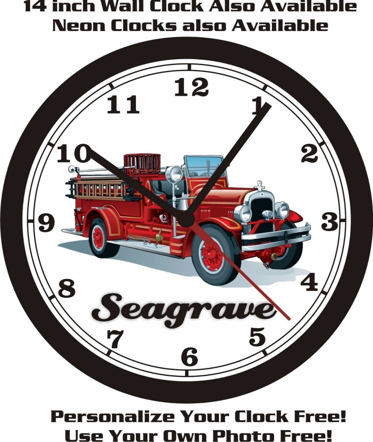 1929 SEAGRAVE FIRE ENGINE WALL CLOCKFREE USA SHIP!