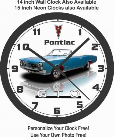 1966 PONTIAC GTO CONVERTIBLE WALL CLOCK-FREE USA SHIP!