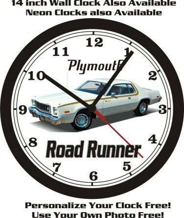 1975 PLYMOUTH ROAD RUNNER WALL CLOCK-FREE US SHIP-Dodge, Ford, Chevrolet