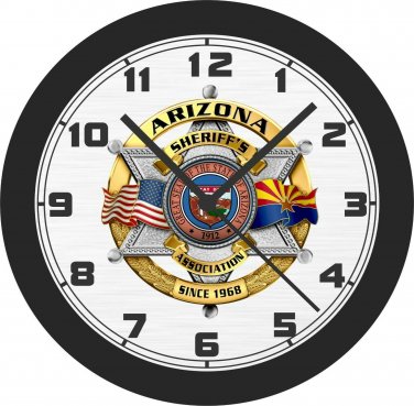 Arizona Sheriffs Association Emblem Wall Clock-Free US Ship