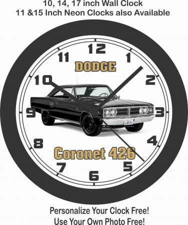 DODGE CORONET 426 HEMI WALL CLOCK-FREE USA SHIP