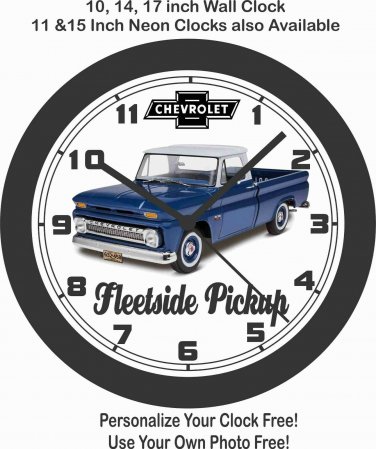 1966 CHEVROLET C10 FLEETSIDE PICKUP TRUCK WALL CLOCK-NEW!-FREE USA SHIP