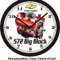 CHEVROLET 572 BIG BLOCK BIG 10, 14 or 17 INCH WALL CLOCK-FREE US SHIP