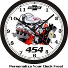 CHEVROLET 454 MOTOR PHOTO WALL CLOCK-FREE USA SHIP!-Camaro, Corvette, Mustang