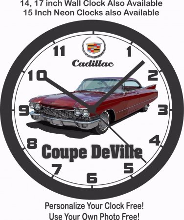 1960 CADILLAC COUPE DeVILLE WALL CLOCK-FREE USA SHIP, LINCOLN, CHEVROLET