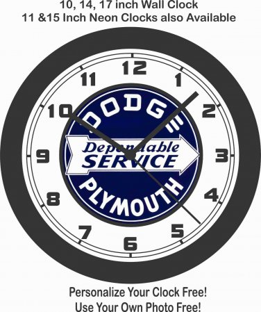 DODGE PLYMOUTH DEPENDABLE SERVICE WALL CLOCK-NEW!