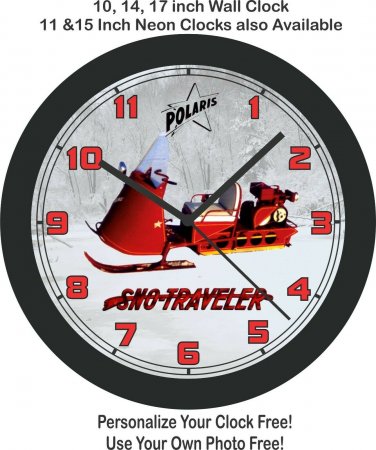 Polaris Sno Traveler Snowmobile Wall Clock-Free US Ship-Ski-Doo, Can-Am
