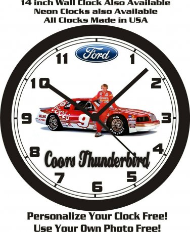 FORD COORS #9 THUNDERBIRD WALL CLOCK-FREE USA SHIP!