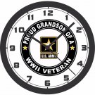 PROUD GRANDSON OF A WORLD WAR II VETERAN WALL CLOCK-NAVY, MARINES, AIR FORCE