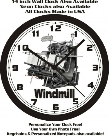 HEIDELBERG WINDMILL PRINTING PRESS WALL CLOCK-FREE SHIP-Add Business Name Free!