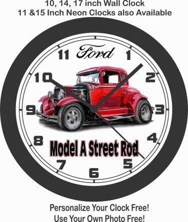 FORD MODEL A STREET ROD WALL CLOCK-FREE USA SHIP!-Choose 1 of 2 Colors