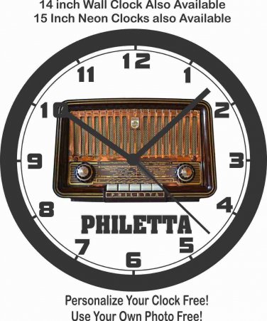 PHILETTA ANTIQUE RADIO WALL CLOCK-RCA, PHILCO, MOTOROLA