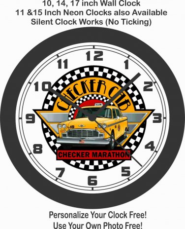 CHECKER CAB MARATHON WALL CLOCK-FREE USA SHIP