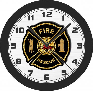 Fire & Rescue Shield Wall Clock-Free US Ship