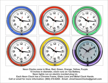 15 Inch Your Own Custom Photo Neon Wall Clock-Choose Your Neon Color!-Free Ship