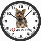 I LOVE MY YORKIE WALL CLOCK-FREE USA SHIP!-Use your pet photo free!