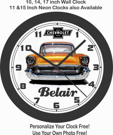 1957 CHEVROLET BELAIR WALL CLOCK-FREE USA SHIP