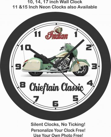2019 INDIAN CHIEFTAIN MOTORCYCLE WALL CLOCK-Choose 1 of 4 models