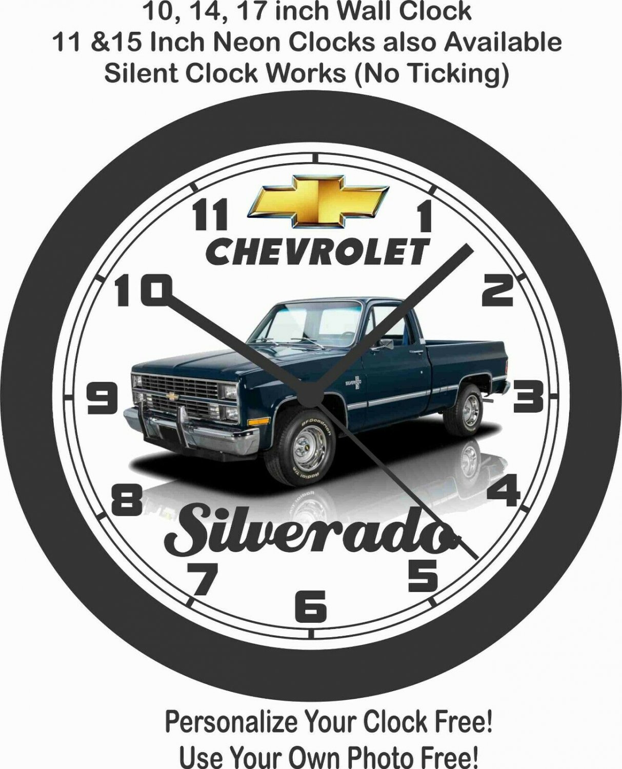 1983 CHEVROLET C10 SILVERADO PICKUP TRUCK WALL CLOCKFORD, F150, DODGE, GMC