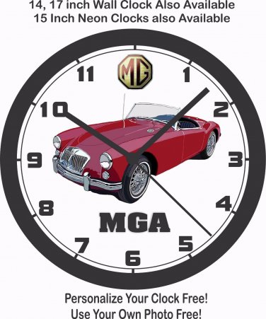 MG MGA SPORTS CAR WALL CLOCK-FREE USA SHIP!, CHOOSE 1 OF 2 COLORS