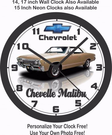 1967 CHEVROLET CHEVELLE MALIBU WALL CLOCK-FREE USA SHIP, CAMARO, GTO, FIREBIRD