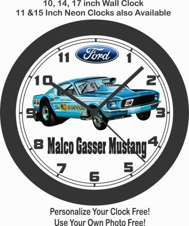 FORD MALCO GASSER MUSTANG WALL CLOCK-FREE USA SHIP