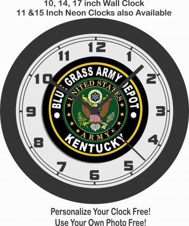 KENTUCKY BLUE GRASS ARMY DEPOT WALL CLOCK-NEW!
