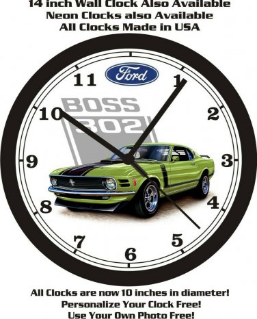 FORD MUSTANG BOSS 302 WALL CLOCK-FREE USA SHIP-Camaro, Shelby, Trans/Am