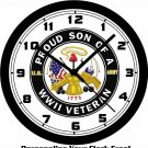PROUD SON OF A WORLD WAR II VETERAN 10 INCH WALL CLOCK