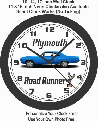 1970 PLYMOUTH ROAD RUNNER WALL CLOCK-CHEVELLE, MUSTANG,GTO, CHARGER