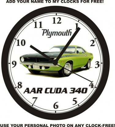 1970 PLYMOUTH AAR CUDA 340 WALL CLOCK-Free USA Ship-Dodge