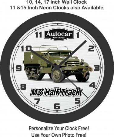 Autocar M3 Half Track Truck Wall Clock-Free US Ship