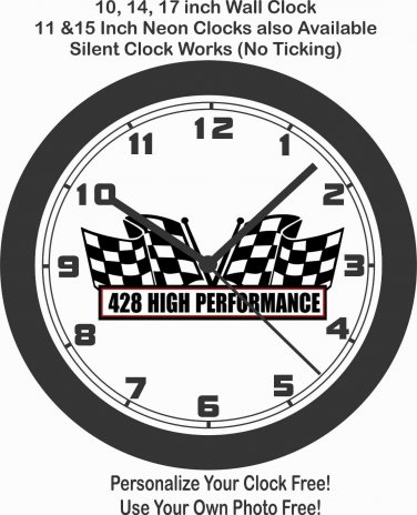 Ford 428 High Performance Flags Wall Clock-Free USA Ship