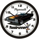 1970 PLYMOUTH ROADRUNNER CONV. WALL CLOCK-FREE USA SHIP!