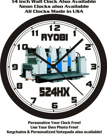RYOBI 524HX PRINTING PRESS WALL CLOCK-FREE USA SHIP!-Add Business Name Free!