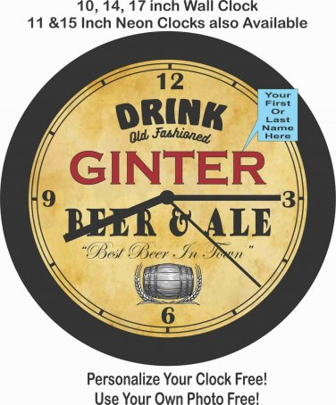 Beer & Ale Cerveza Personalized Wall Clock-Free USA Ship & Choose 1 of 2 Colors!