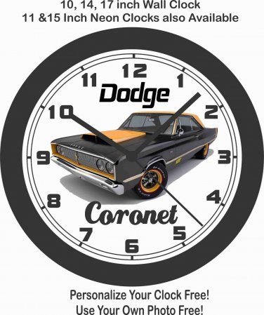 1967 DODGE CORONET HOT-ROD WALL CLOCK-NEW!-FREE USA SHIP!